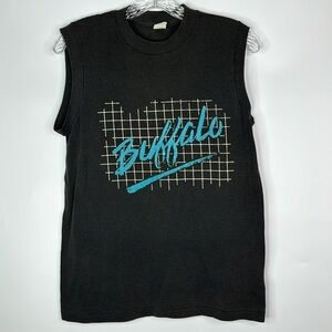 Vintage Devknit Black Buffalo Tank Top Size Medium 80s